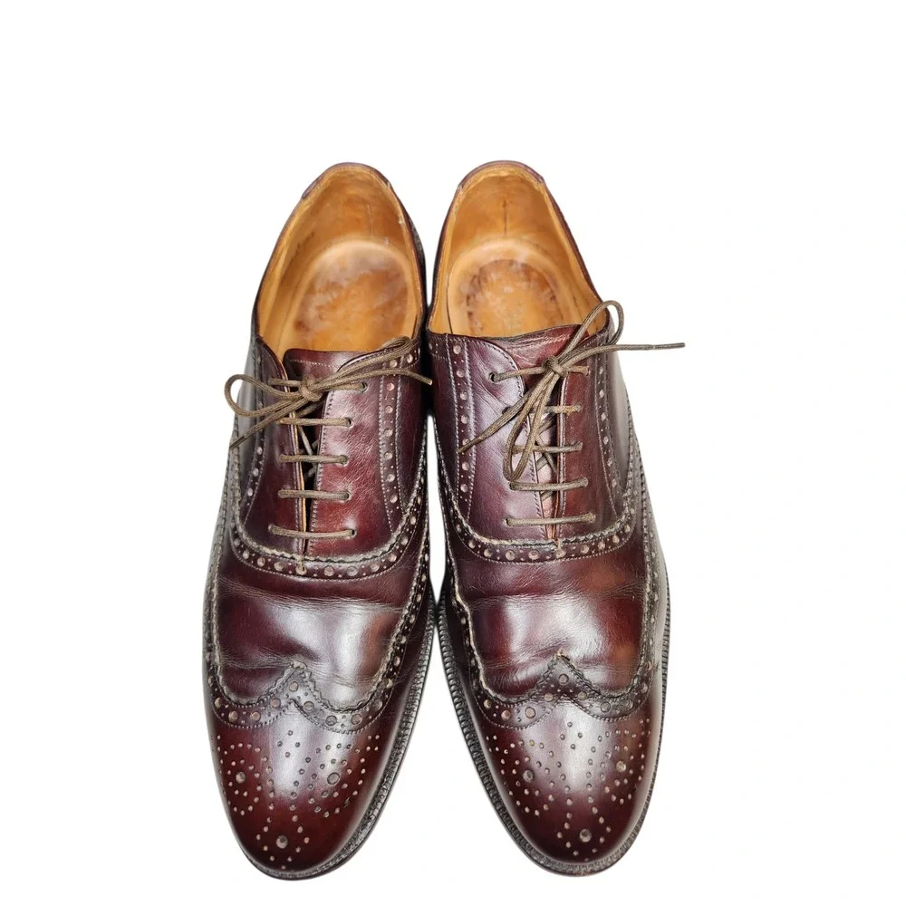 Vintage Barker Brown Leather Wingtip Oxford Shoes Brogue  Classic Heritage 10.5